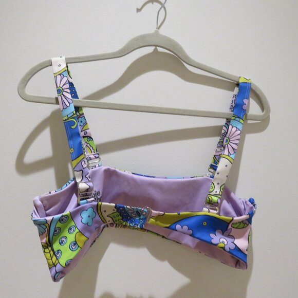 THE HIPPIE SHAKE Marcie Psychedelic Floral Bikini Top Retro 70s Swim Boho - Picture 9 of 14